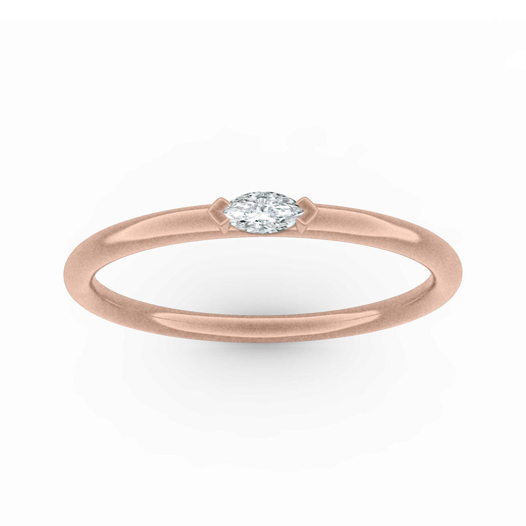 Marquise Diamond Dainty Stacking Gold Ring By Valley Rose