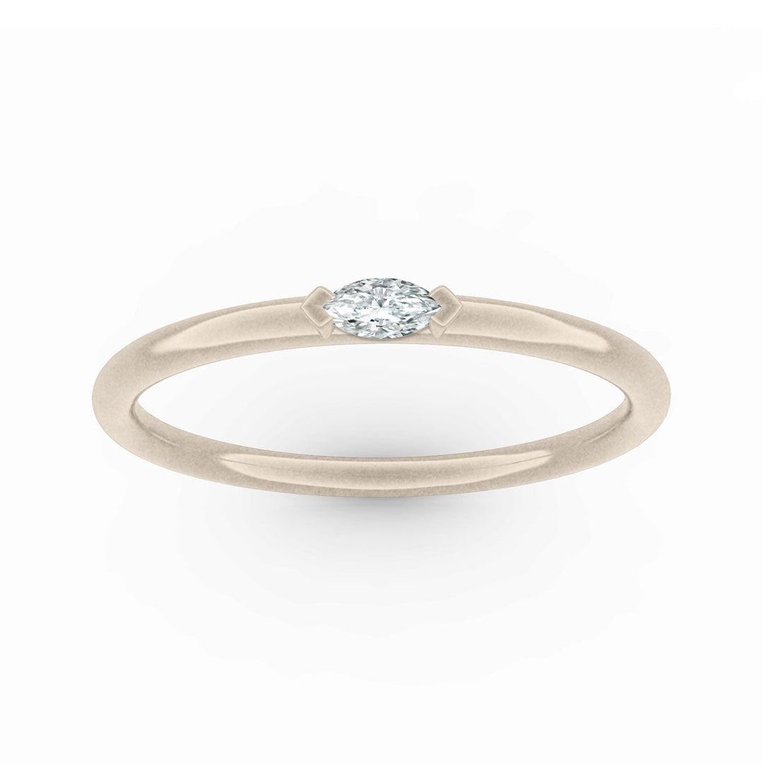 Marquise Diamond Dainty Stacking Gold Ring By Valley Rose