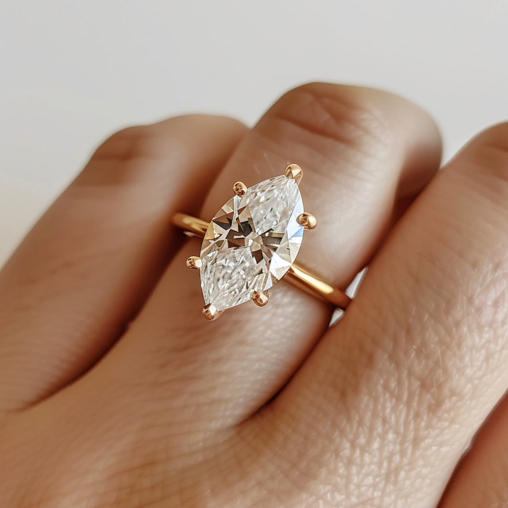 Marquise Lab Diamond Ethical Engagement Ring - Solitaire By Valley Rose
