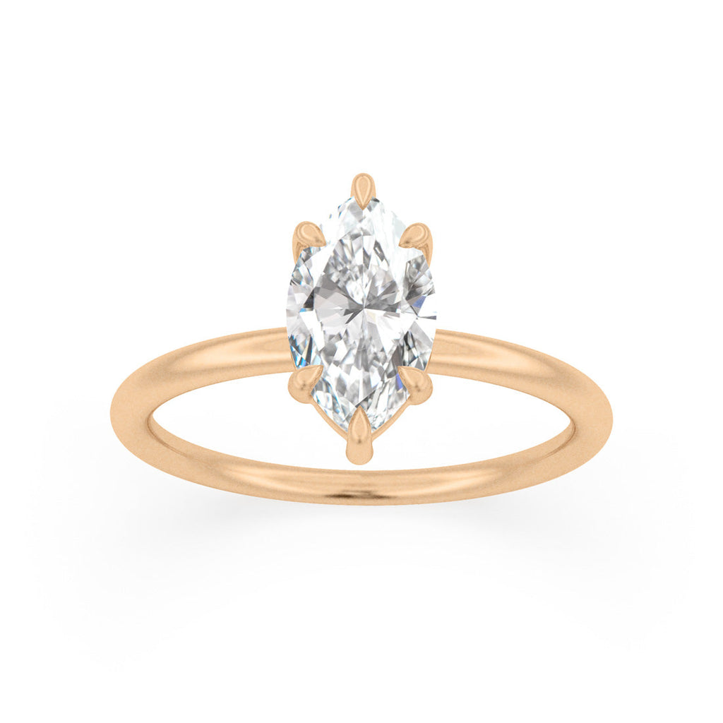 Marquise Lab Diamond Ethical Engagement Ring - Solitaire By Valley Rose