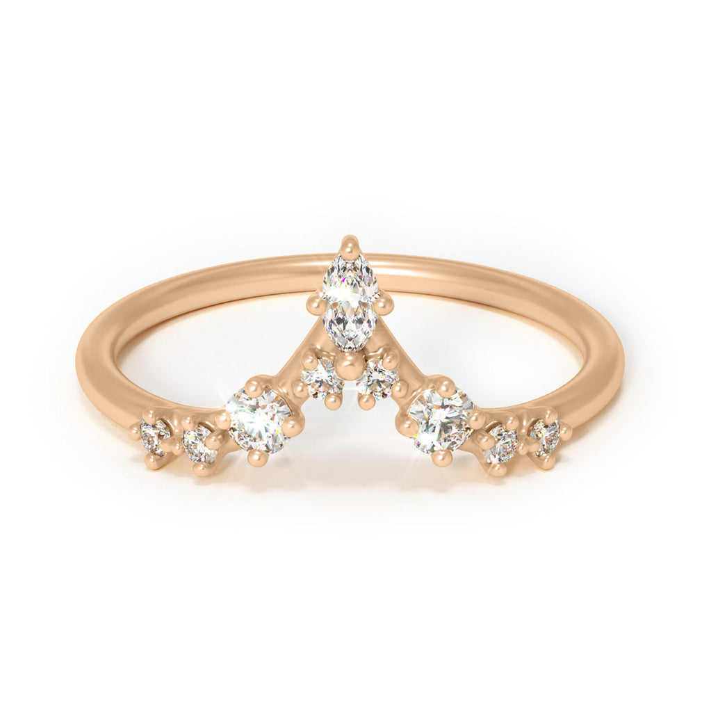 Marquise Lab Diamond Stacked Ethical Wedding Ring By Valley Rose