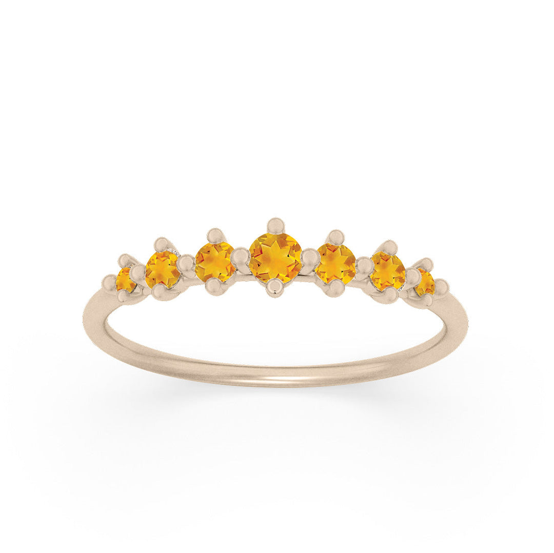 Dainty Tapered Citrine Wedding Band, Gold Stacking Ring By Valley Rose Ethical Jewelry
