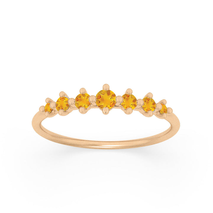 Dainty Tapered Citrine Wedding Band, Gold Stacking Ring By Valley Rose Ethical Jewelry