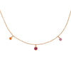  Gemstone Fringe Charm Gold Necklace with Orange Citrine, Pink Ruby, and Pink sapphire By Valley Rose Ethical Jewelry