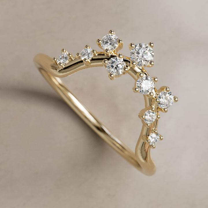 Milky Way Celestial Wedding Band Stacking Ring Lab Created Diamond (Ready to Ship)