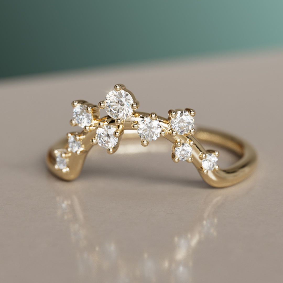 Milky Way Celestial Wedding Band Stacking Ring Lab Created Diamond (Ready to Ship)
