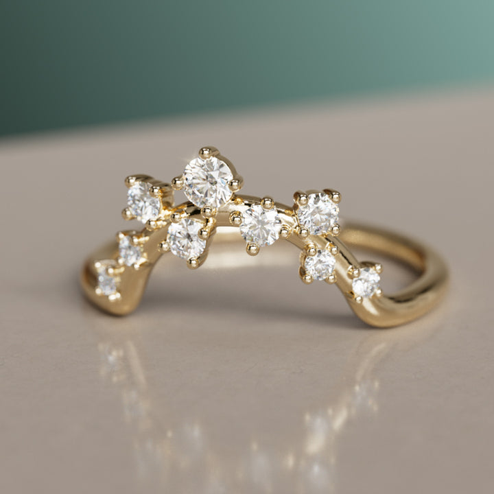 Milky Way Celestial Wedding Band Stacking Ring Lab Created Diamond (Ready to Ship)