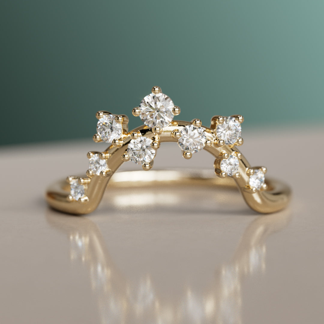 Milky Way Celestial Wedding Band Stacking Ring Lab Created Diamond (Ready to Ship)