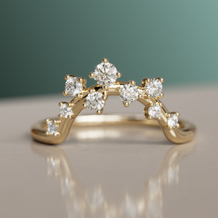 Milky Way Celestial Wedding Band Stacking Ring Lab Created Diamond (Ready to Ship)