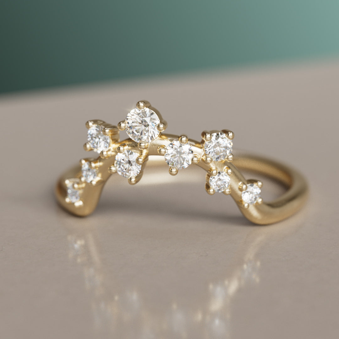 Milky Way Celestial Wedding Band Stacking Ring Lab Created Diamond (Ready to Ship)