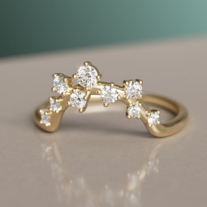 Milky Way Celestial Wedding Band Stacking Ring Lab Created Diamond (Ready to Ship)