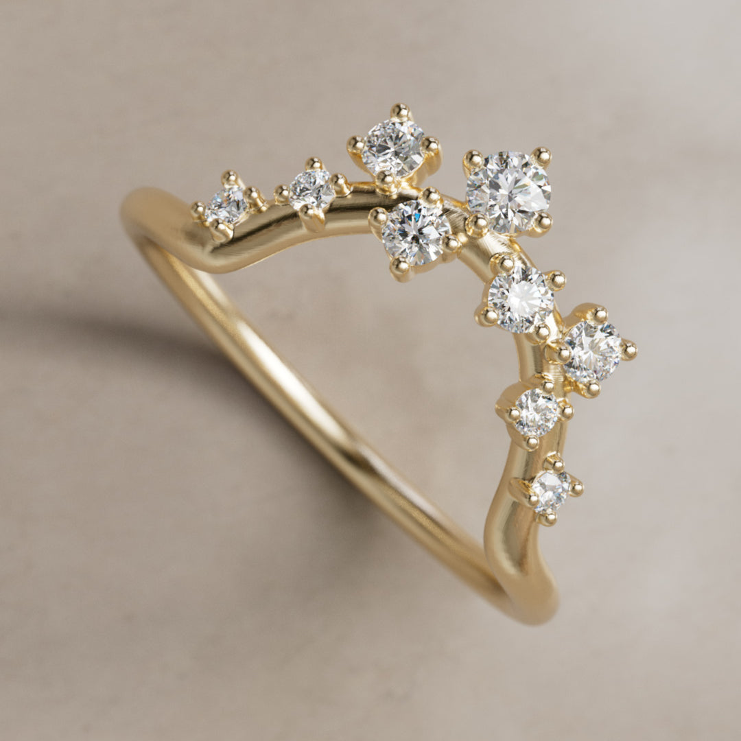 Milky Way Celestial Wedding Band Stacking Ring Lab Created Diamond (Ready to Ship)