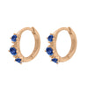 Blue Sapphire Clicker Hoops, Gold Huggie Earrings, Orion's Belt Constellation Single By Valley Rose Ethical Jewelry