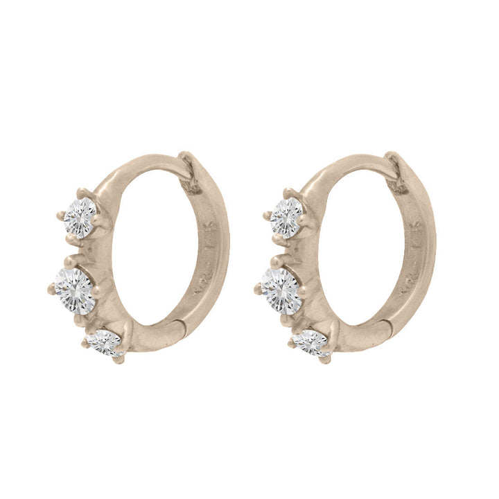 Diamond Clicker Hoops, Gold Huggie Earrings, Orion's Belt Constellation Lab Diamond Single By Valley Rose Ethical Jewelry