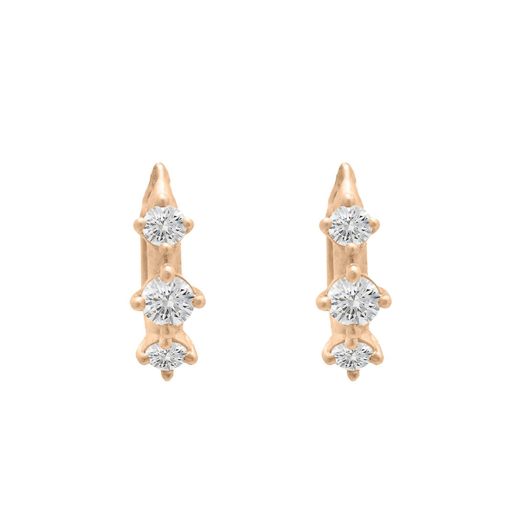Diamond Clicker Hoops, Gold Huggie Earrings, Orion's Belt Constellation Lab Diamond Single By Valley Rose Ethical Jewelry