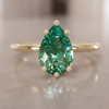 Minimalist Pear Cut Engagement Ring, Green Sapphire Solitaire By Valley Rose