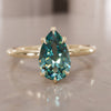 Minimalist Pear Shaped Engagement Ring, Teal Sapphire Solitaire By Valley Rose