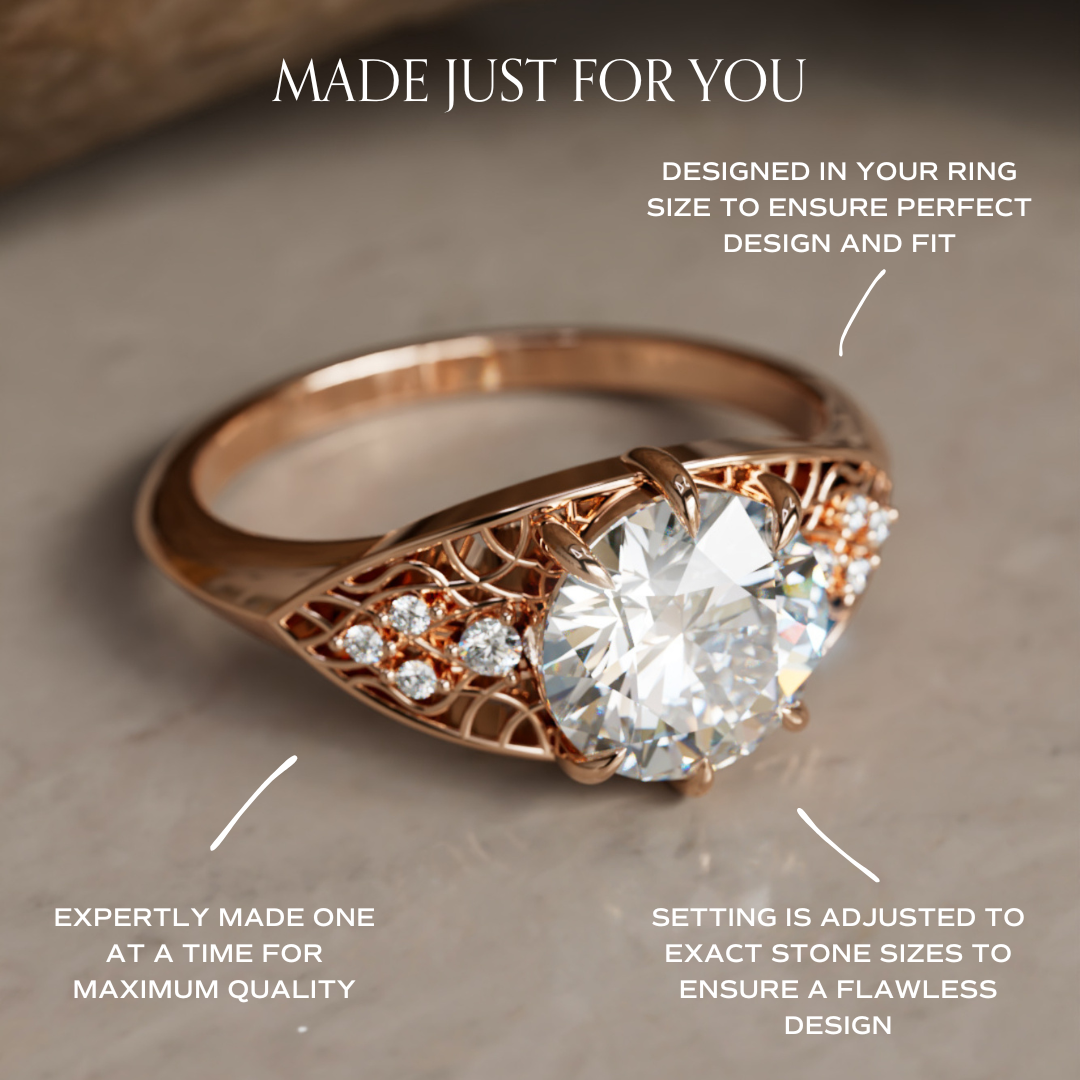 Mionmir Fantasy Round Lab Diamond Unique Engagement Ring By Valley Rose