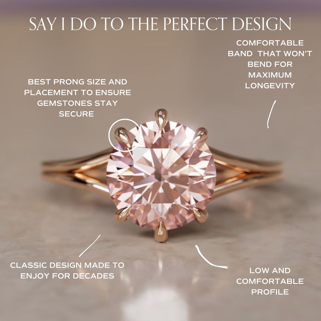 Mira Pink Round Lab Diamond Modern Unique Split Shank Engagement Ring By Valley Rose