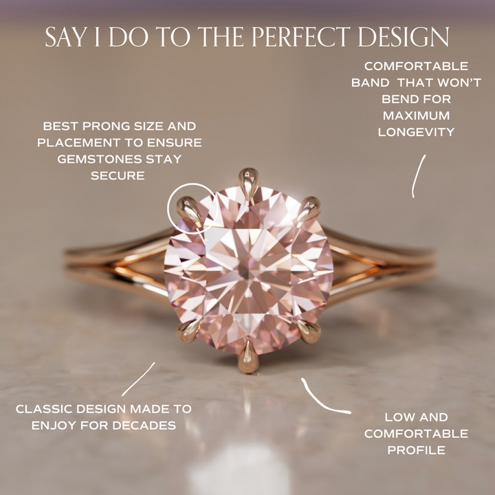 Mira Pink Round Lab Diamond Modern Unique Split Shank Engagement Ring By Valley Rose