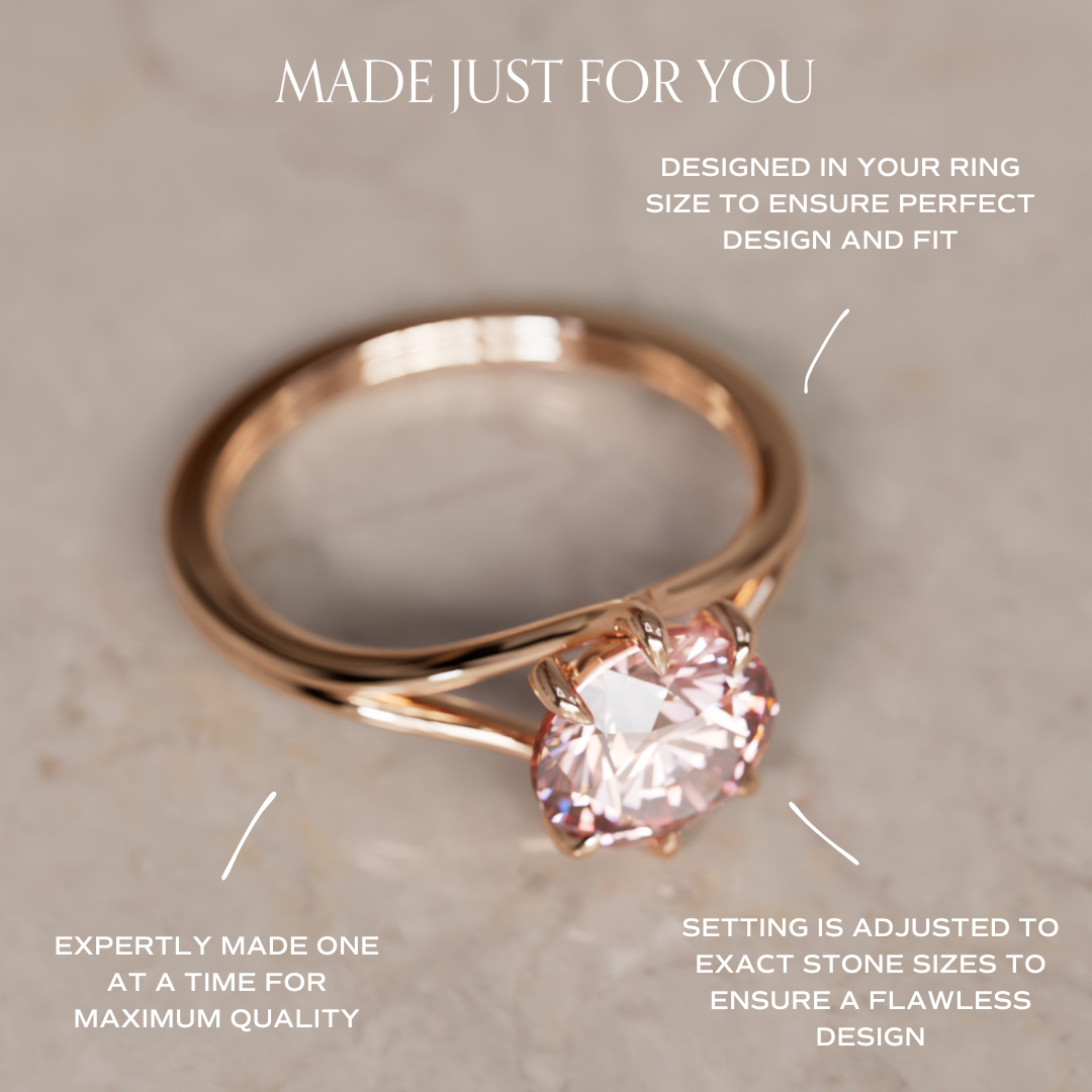 Mira Pink Round Lab Diamond Modern Unique Split Shank Engagement Ring By Valley Rose
