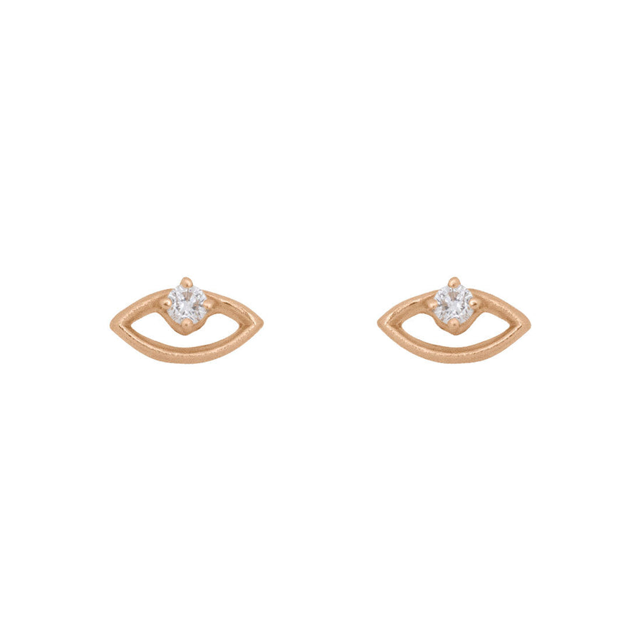 Diamond Evil Eye Earrings - Miró Gold Eye Studs Lab Diamond By Valley Rose Ethical Jewelry