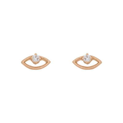 Diamond Evil Eye Earrings - Miró Gold Eye Studs Lab Diamond By Valley Rose Ethical Jewelry