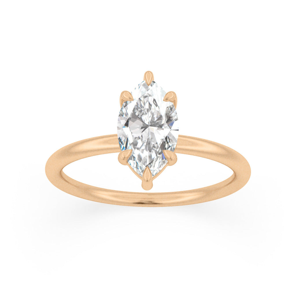 Modern Minimal Marquise Lab Created Diamond Ethical Engagement Ring Solitaire By Valley Rose
