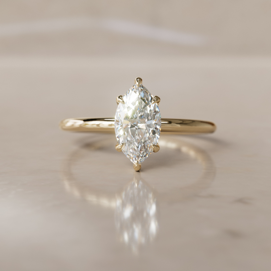 Modern Minimal Marquise Lab Created Diamond Ethical Engagement Ring Solitaire By Valley Rose