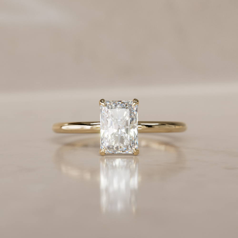 Modern Minimal Radiant Cut Lab Created Diamond Ethical Engagement Ring Solitaire By Valley Rose