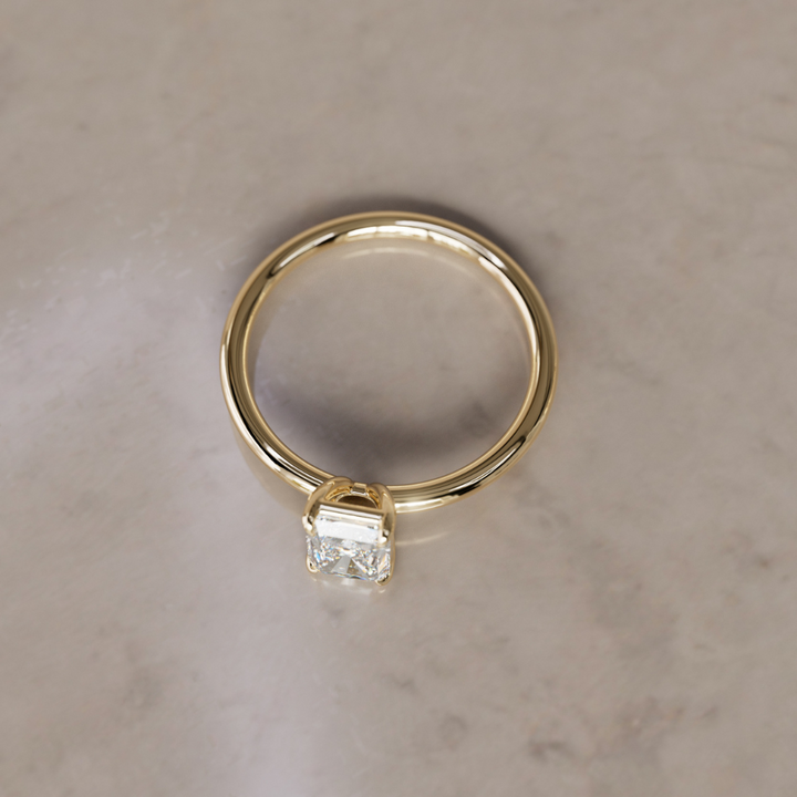 Modern Minimal Radiant Cut Lab Created Diamond Ethical Engagement Ring Solitaire By Valley Rose