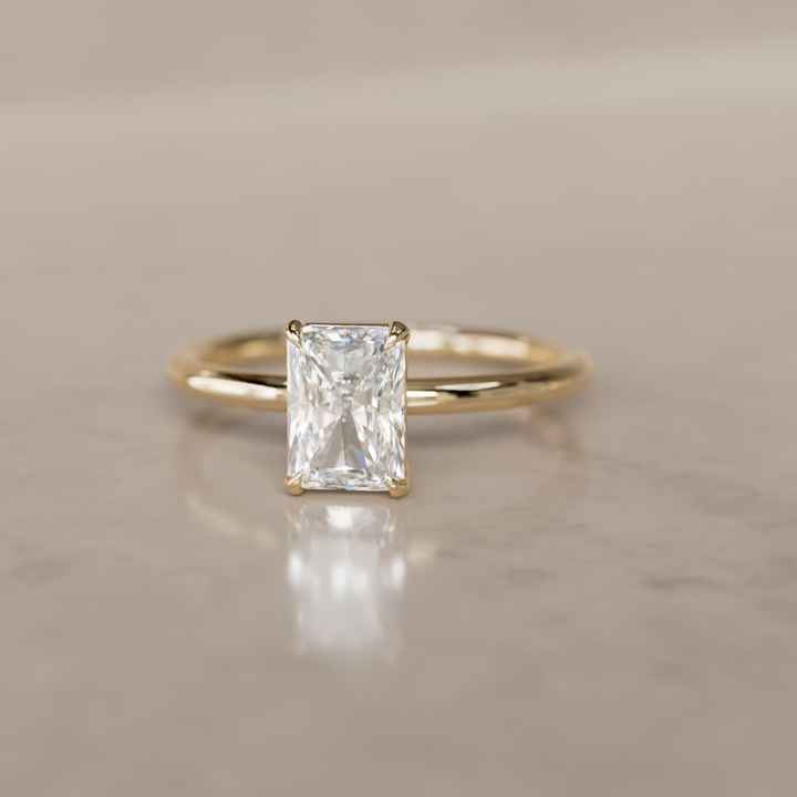 Modern Minimal Radiant Cut Lab Created Diamond Ethical Engagement Ring Solitaire By Valley Rose
