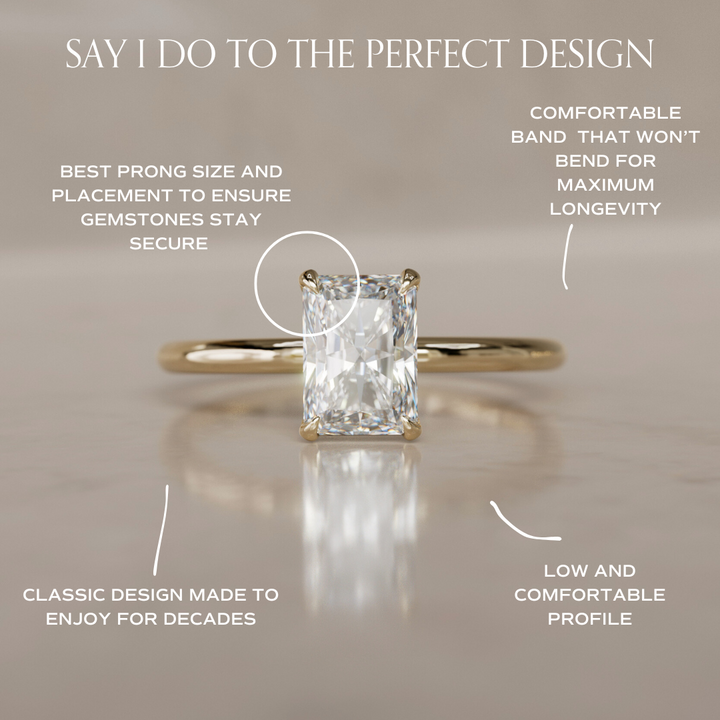 Modern Minimal Radiant Cut Lab Created Diamond Ethical Engagement Ring Solitaire By Valley Rose