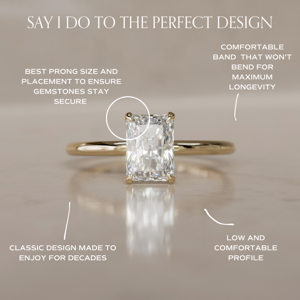 Modern Minimal Radiant Cut Lab Created Diamond Ethical Engagement Ring Solitaire By Valley Rose