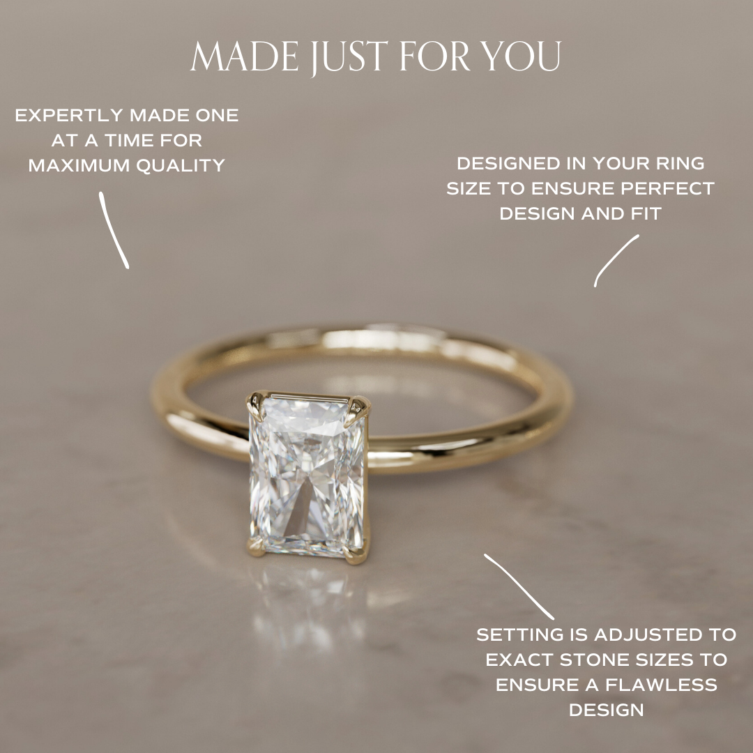 Modern Minimal Radiant Cut Lab Created Diamond Ethical Engagement Ring Solitaire By Valley Rose