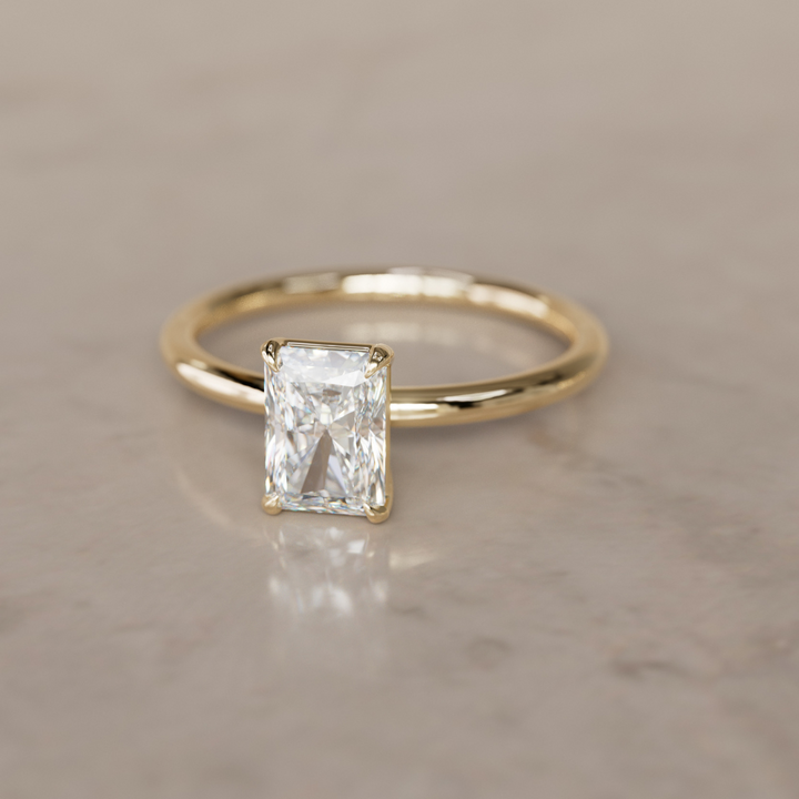 Modern Minimal Radiant Cut Lab Created Diamond Ethical Engagement Ring Solitaire By Valley Rose