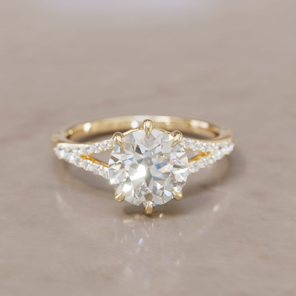 Unique Split Shank Engagement Ring with Round Diamond By Valley Rose