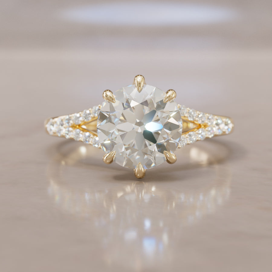 Unique Split Shank Engagement Ring with Round Diamond By Valley Rose