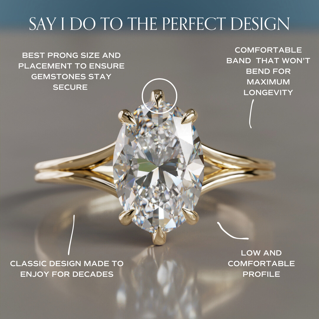 Unique Split Shank Oval Lab Created Diamond Engagement Ring By Valley Rose