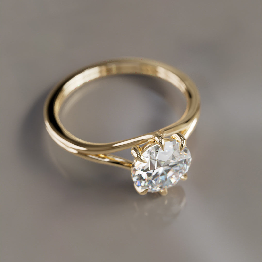 Unique Split Shank Round Lab Created Diamond Engagement Ring By Valley Rose