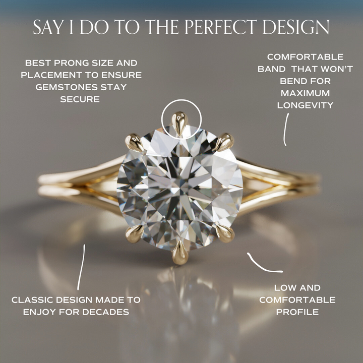 Unique Split Shank Round Lab Created Diamond Engagement Ring By Valley Rose