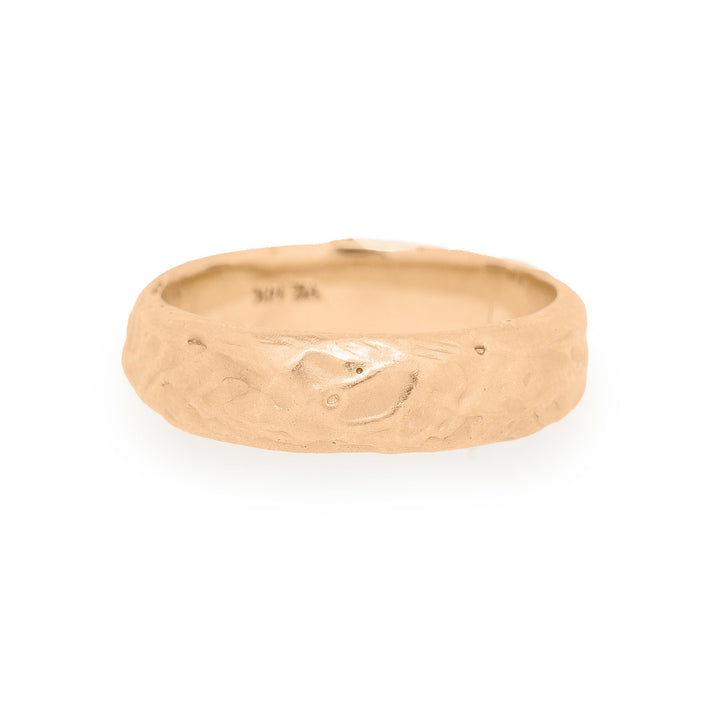 Nature Ring, Rustic Gold Unisex Wide Wedding Band By Valley Rose
