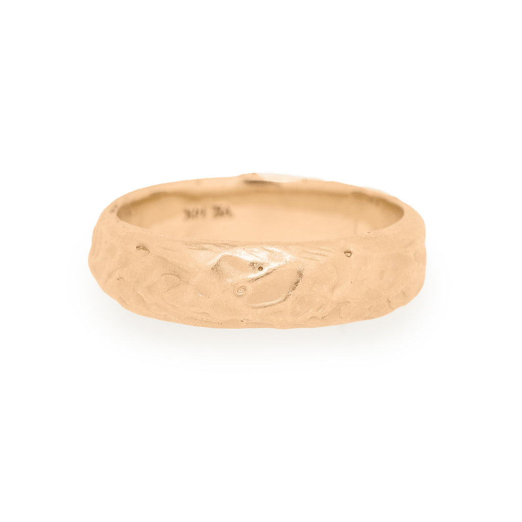 Nature Ring, Rustic Gold Unisex Wide Wedding Band By Valley Rose