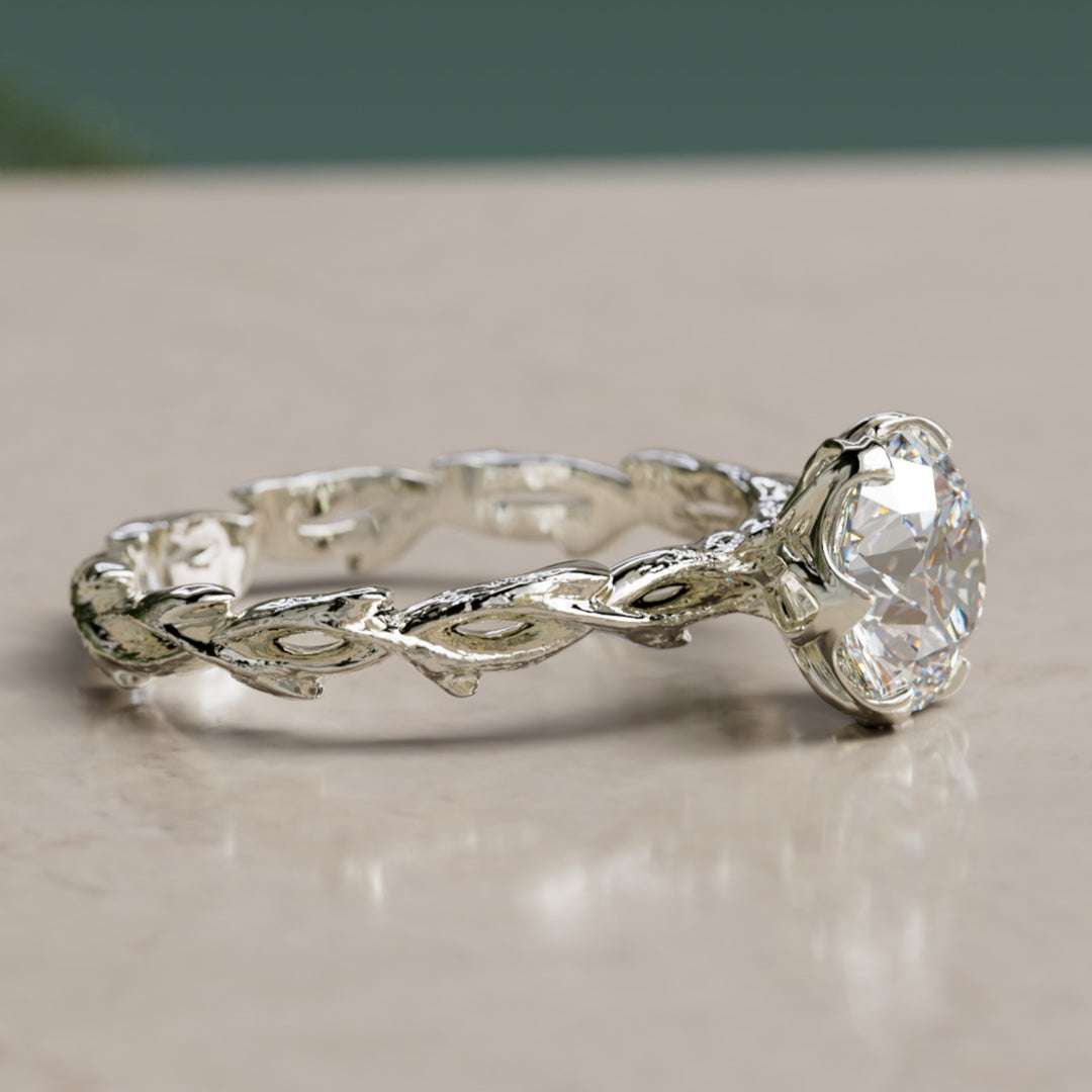 Niamh Bloem Tand Rond Laboratorium Diamant Elfen Natuur Verlovingsring