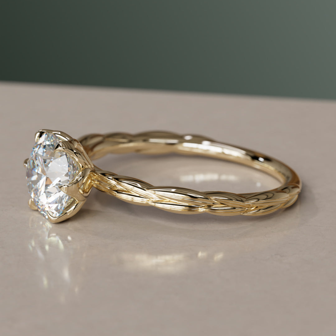 Niamh Petal Prong Round Diamond Engagement Ring Nature Inspired