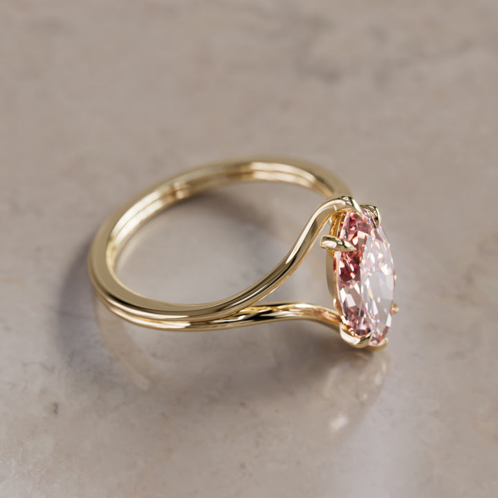 Nova Marquise Pink Lab Diamond Modern Unique Split Shank Engagement Ring By Valley Rose