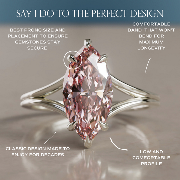Nova Marquise Pink Lab Diamond Modern Unique Split Shank Engagement Ring By Valley Rose