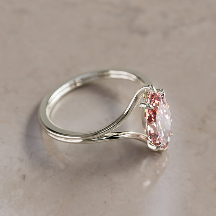 Nova Marquise Pink Lab Diamond Modern Unique Split Shank Engagement Ring By Valley Rose