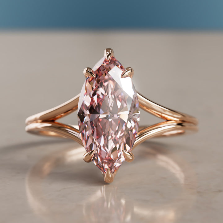 Nova Marquise Pink Lab Diamond Modern Unique Split Shank Engagement Ring By Valley Rose