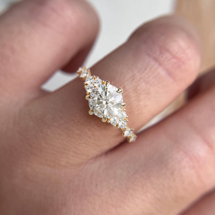 Odessa Round Lab Diamond Unique Engagement Ring Nature Inspired